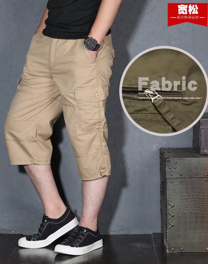 Men's Cotton Casual Cargo Shorts, Straight Leg 6-Pocket Summer Trousers