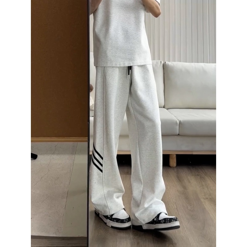 Men's Casual Striped Sweatpants, Loose Fit Straight Leg Trousers for Summer
