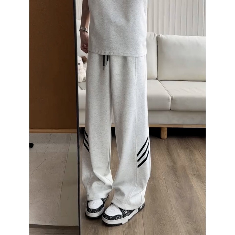 Men's Casual Striped Sweatpants, Loose Fit Straight Leg Trousers for Summer