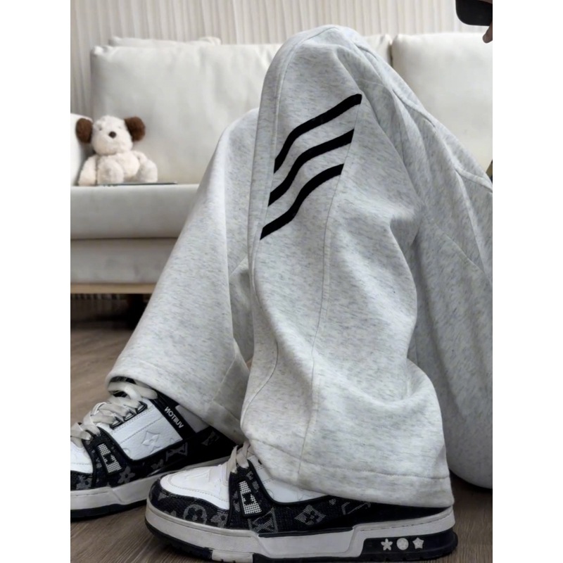 Men's Casual Striped Sweatpants, Loose Fit Straight Leg Trousers for Summer