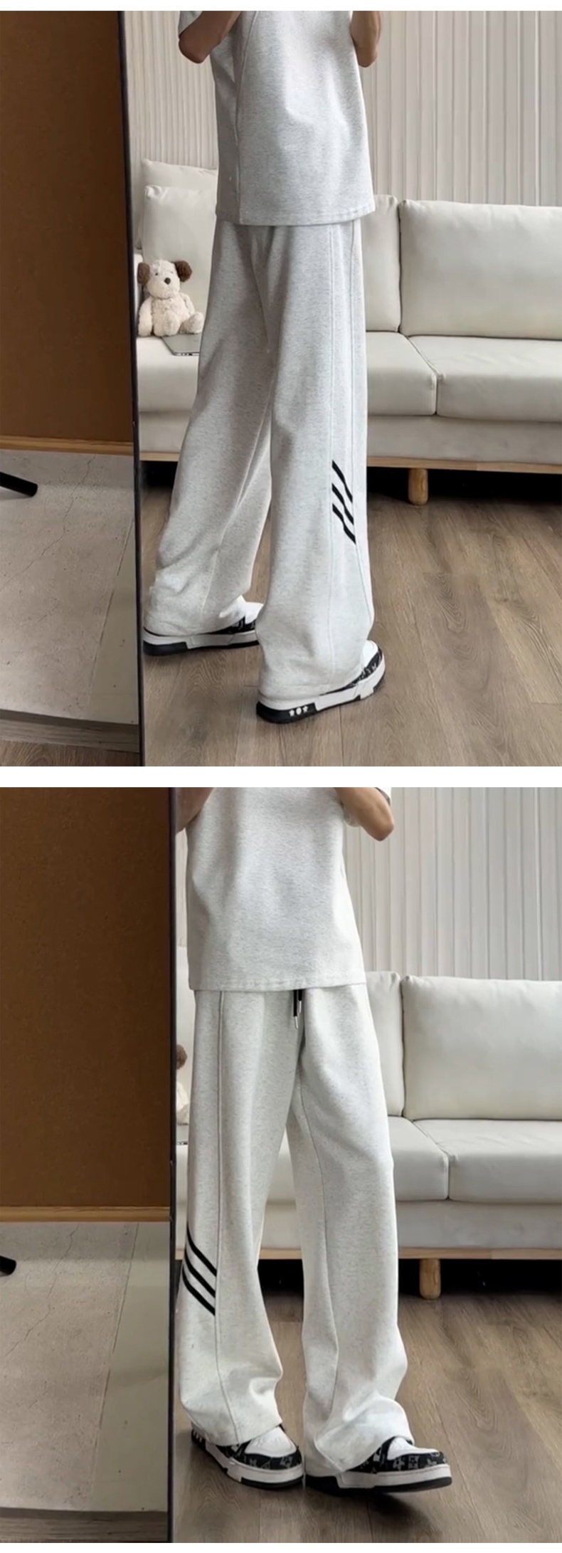 Men's Casual Striped Sweatpants, Loose Fit Straight Leg Trousers for Summer