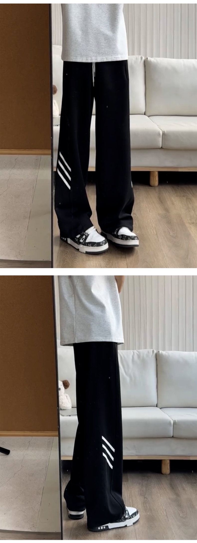 Men's Casual Striped Sweatpants, Loose Fit Straight Leg Trousers for Summer
