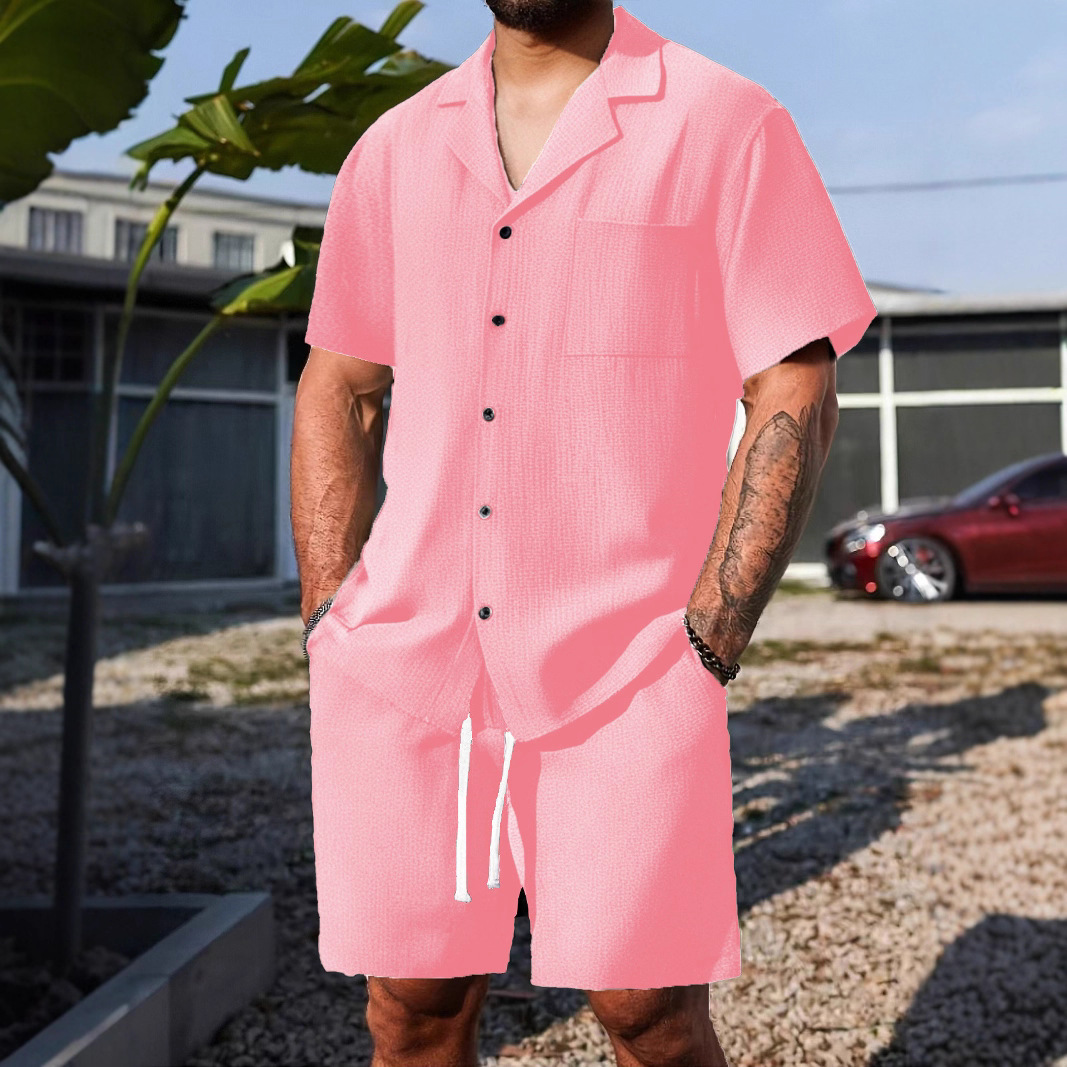 Men's Casual Short Sleeve Shorts Set, Button Down Shirt and Shorts Outfit for Summer