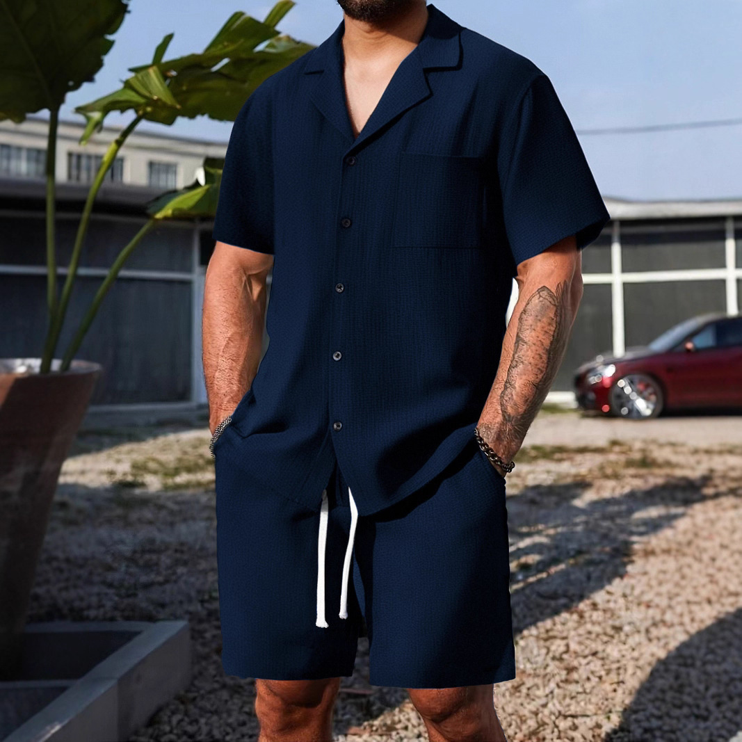 Men's Casual Short Sleeve Shorts Set, Button Down Shirt and Shorts Outfit for Summer