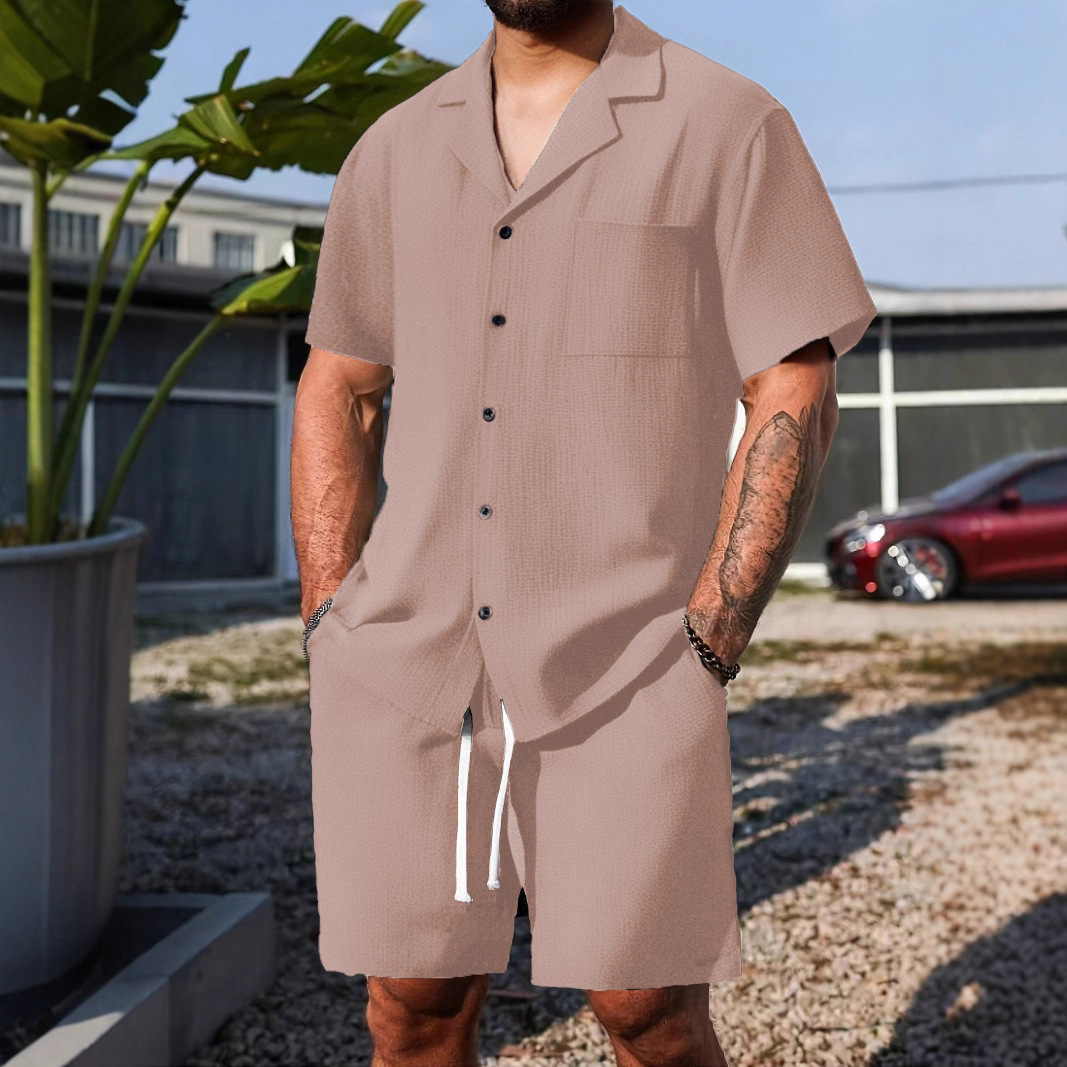 Men's Casual Short Sleeve Shorts Set, Button Down Shirt and Shorts Outfit for Summer