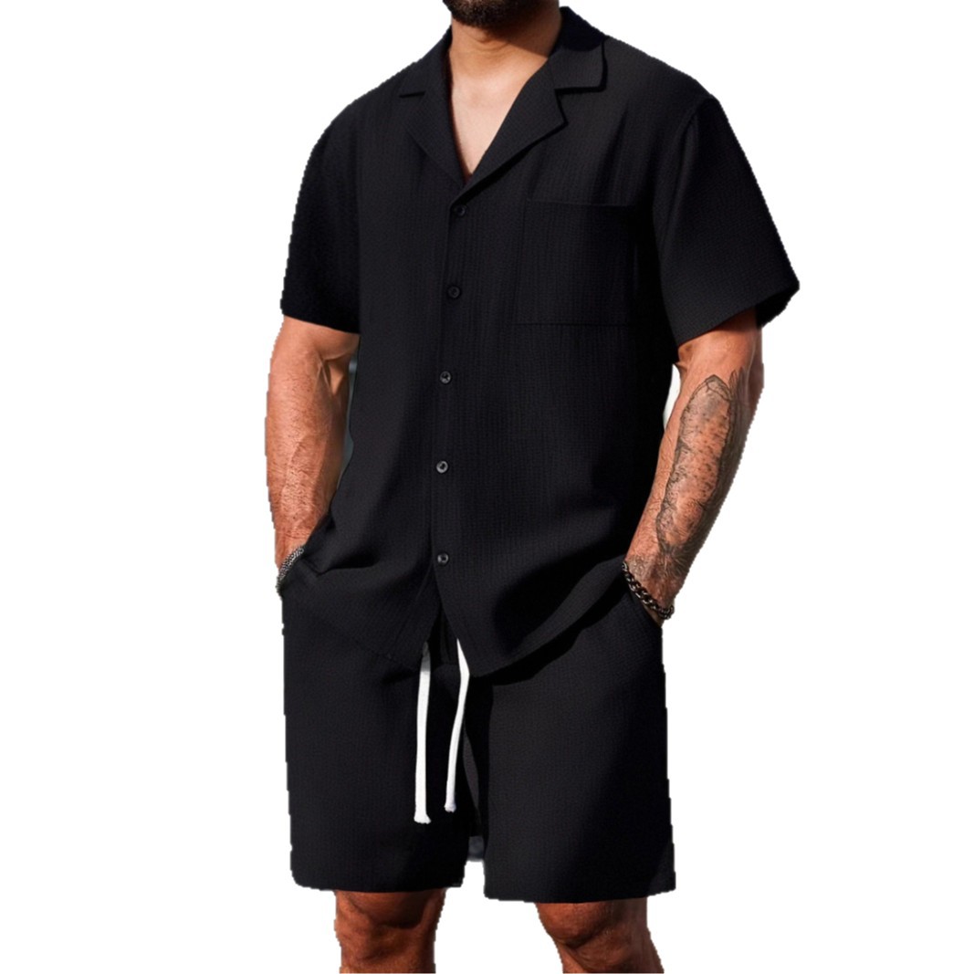 Men's Casual Short Sleeve Shorts Set, Button Down Shirt and Shorts Outfit for Summer