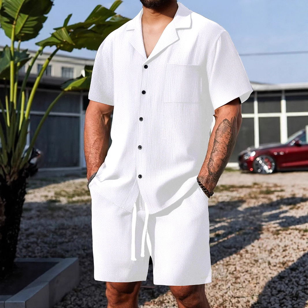 Men's Casual Short Sleeve Shorts Set, Button Down Shirt and Shorts Outfit for Summer