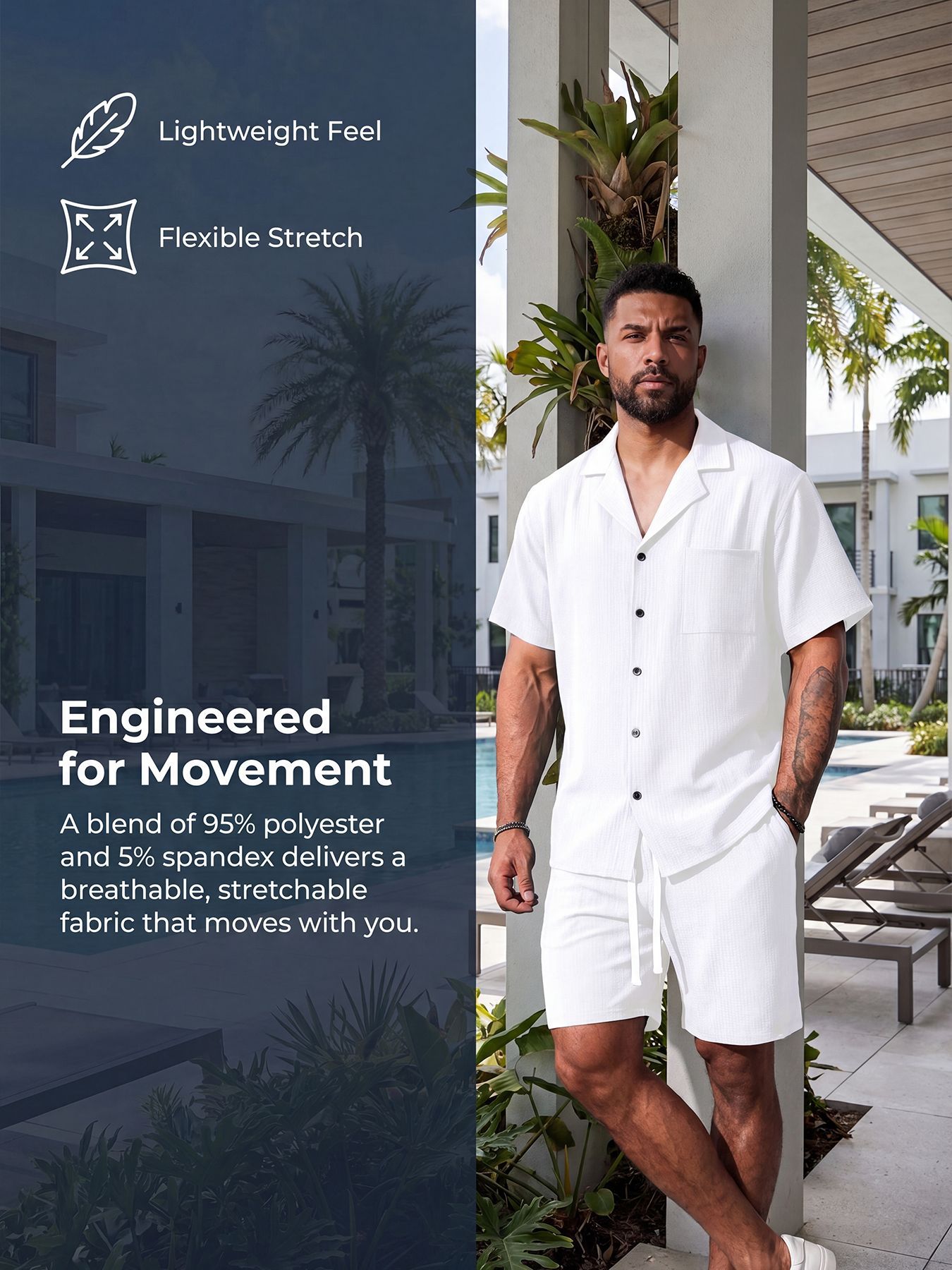 Men's Casual Short Sleeve Shorts Set, Button Down Shirt and Shorts Outfit for Summer