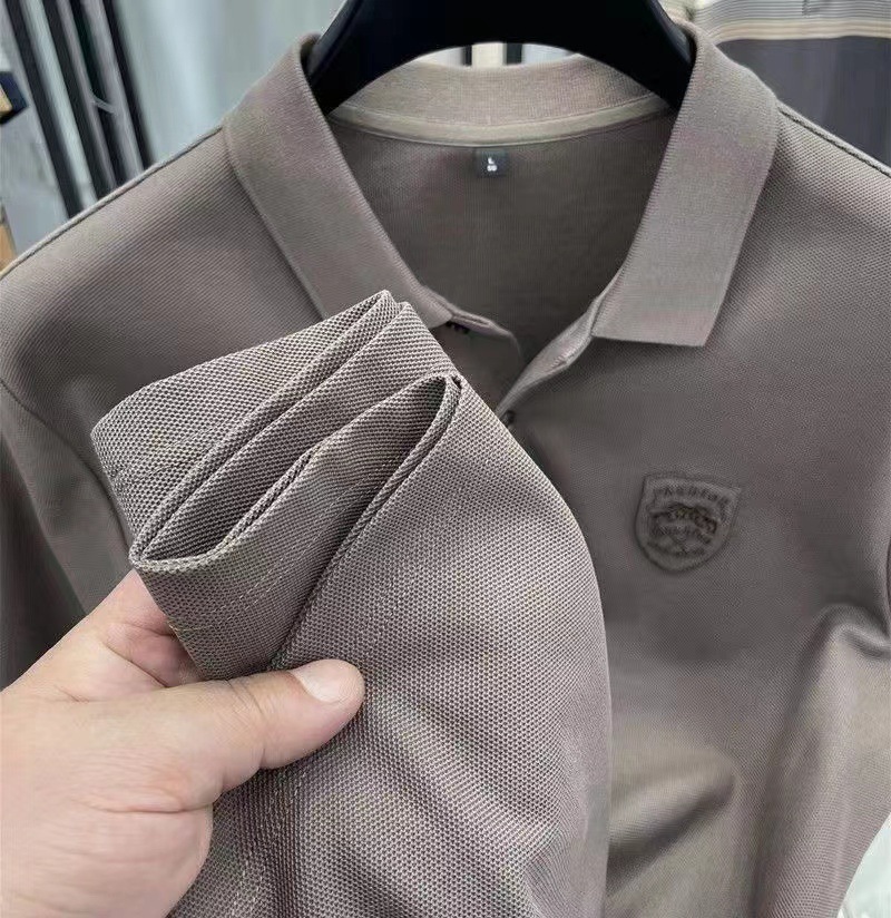 Men's Short Sleeve Polo Shirt Summer Casual Solid Color Cotton Blend for Business Travel