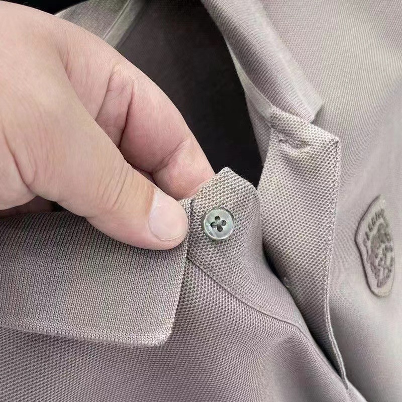 Men's Short Sleeve Polo Shirt Summer Casual Solid Color Cotton Blend for Business Travel