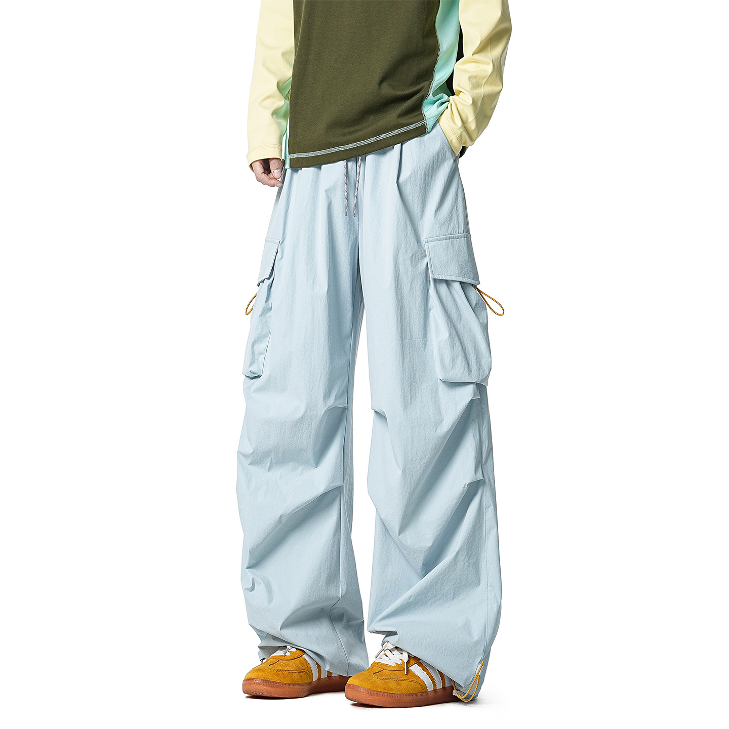 Men's Casual Drawstring Straight Leg Pants, Lightweight Summer Loose Fit Trousers
