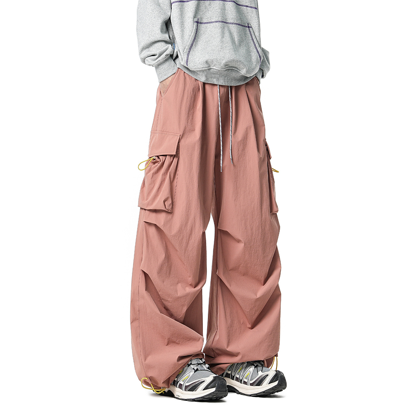 Men's Casual Drawstring Straight Leg Pants, Lightweight Summer Loose Fit Trousers