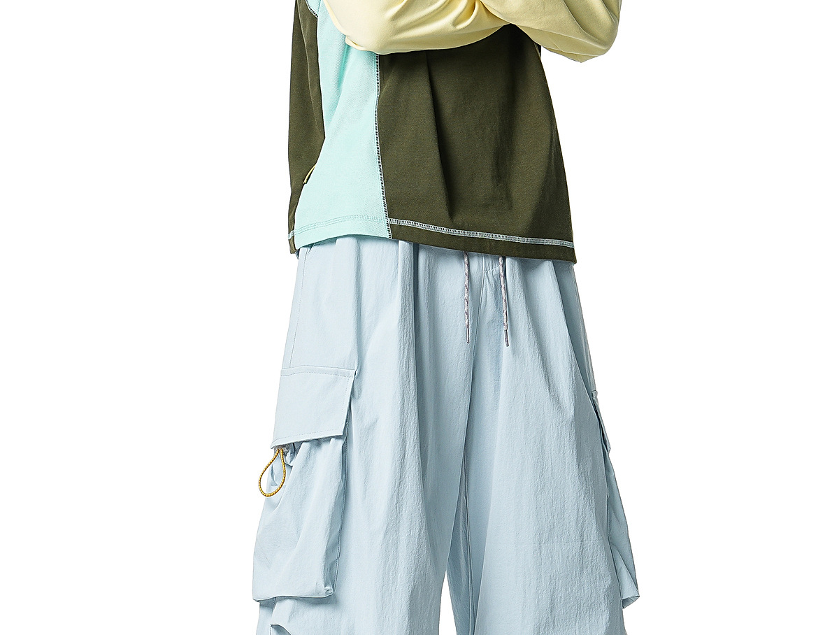 Men's Casual Drawstring Straight Leg Pants, Lightweight Summer Loose Fit Trousers