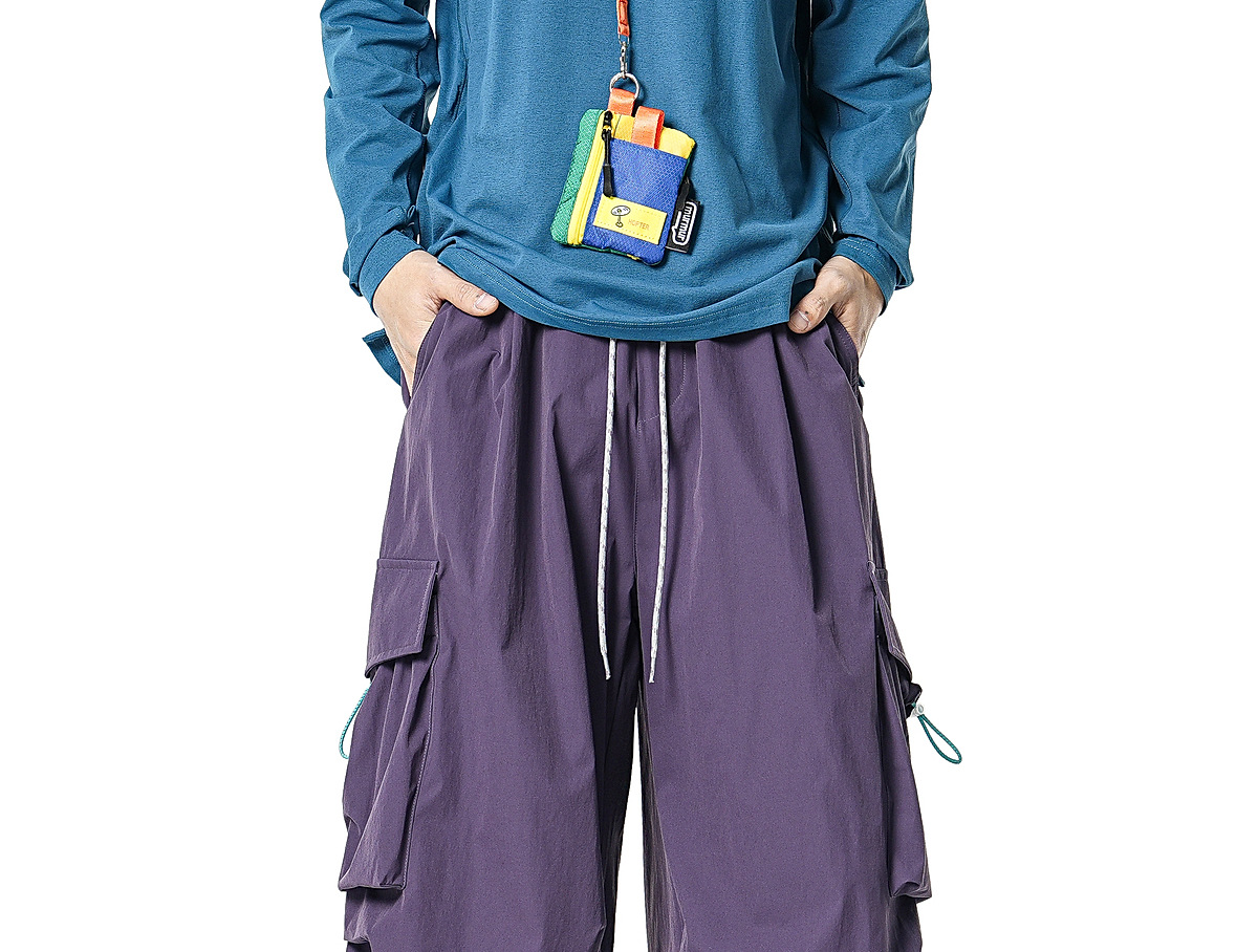 Men's Casual Drawstring Straight Leg Pants, Lightweight Summer Loose Fit Trousers
