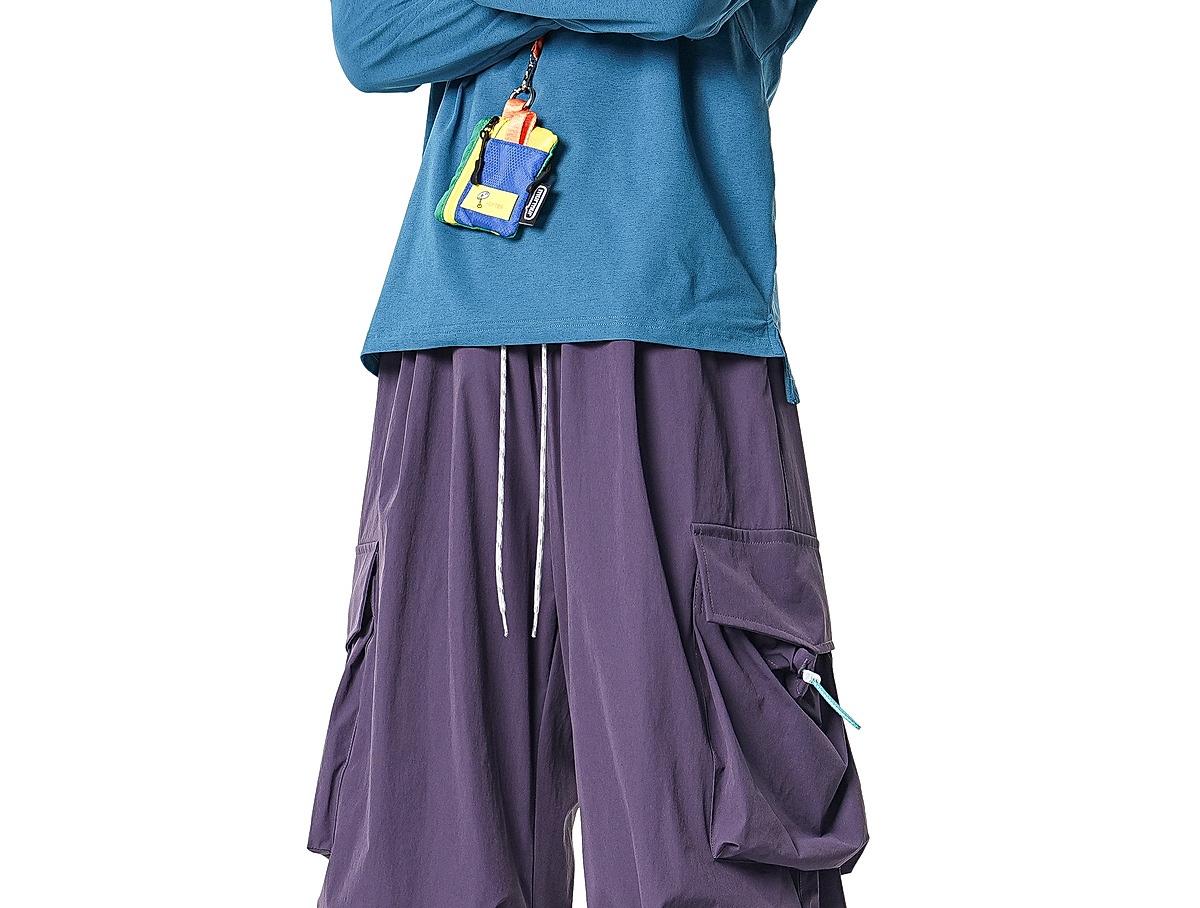 Men's Casual Drawstring Straight Leg Pants, Lightweight Summer Loose Fit Trousers