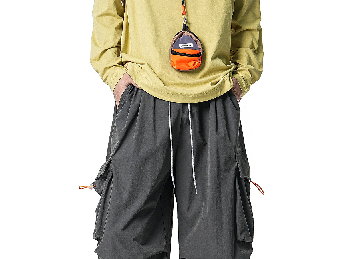 Men's Casual Drawstring Straight Leg Pants, Lightweight Summer Loose Fit Trousers