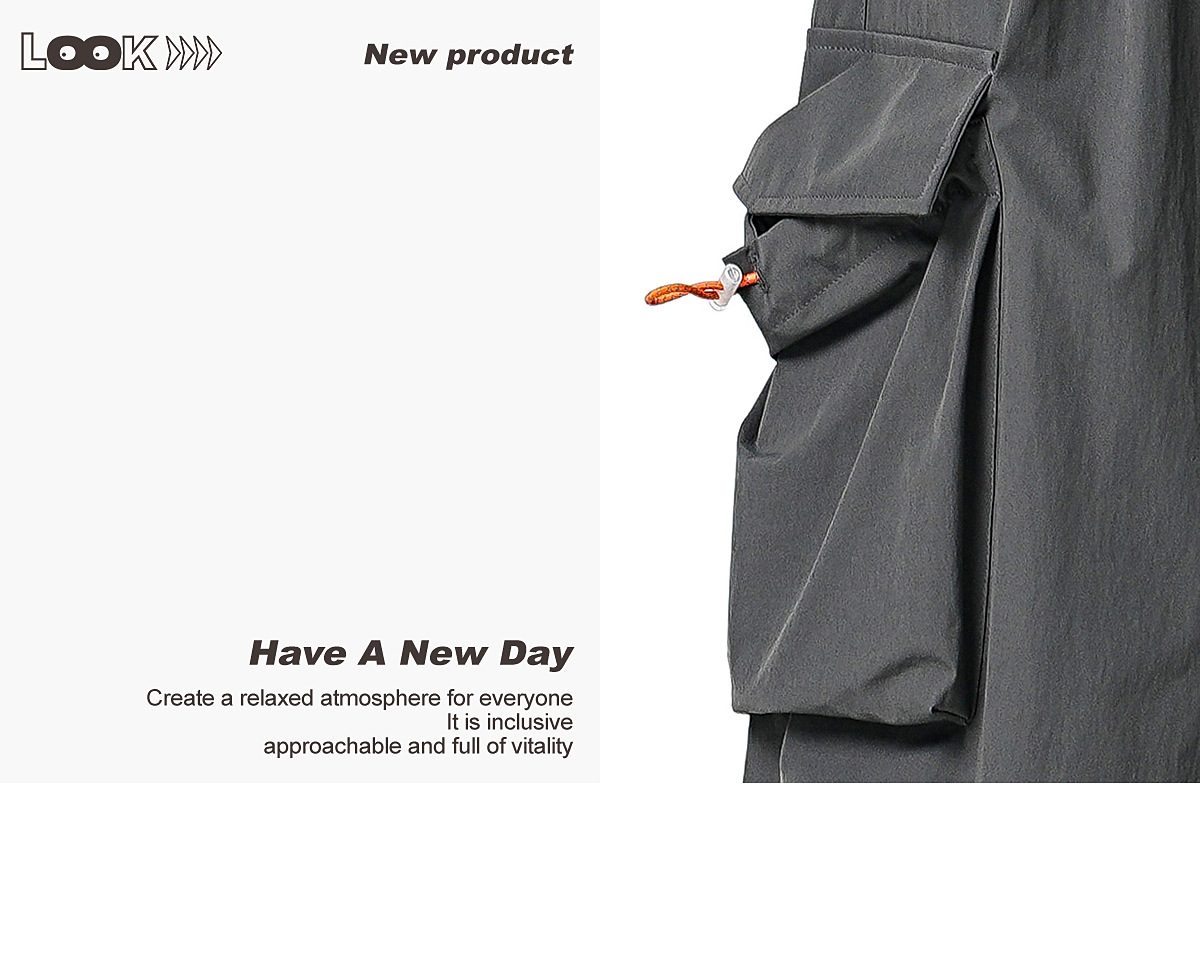 Men's Casual Drawstring Straight Leg Pants, Lightweight Summer Loose Fit Trousers