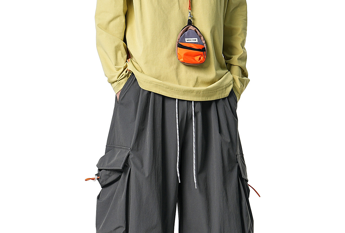 Men's Casual Drawstring Straight Leg Pants, Lightweight Summer Loose Fit Trousers