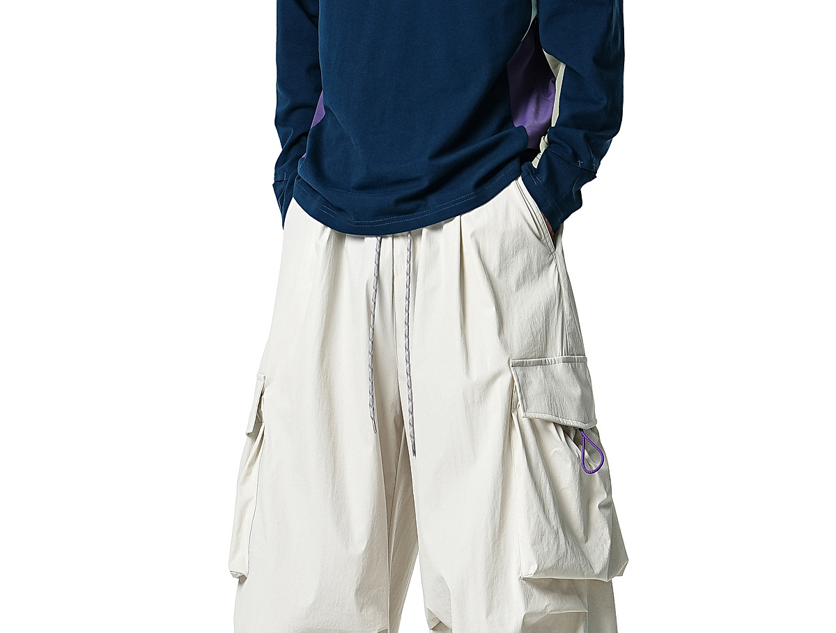 Men's Casual Drawstring Straight Leg Pants, Lightweight Summer Loose Fit Trousers