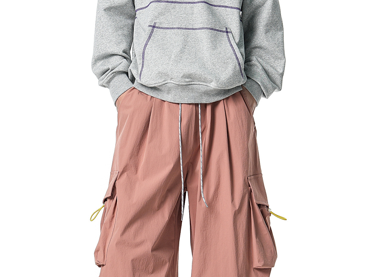 Men's Casual Drawstring Straight Leg Pants, Lightweight Summer Loose Fit Trousers
