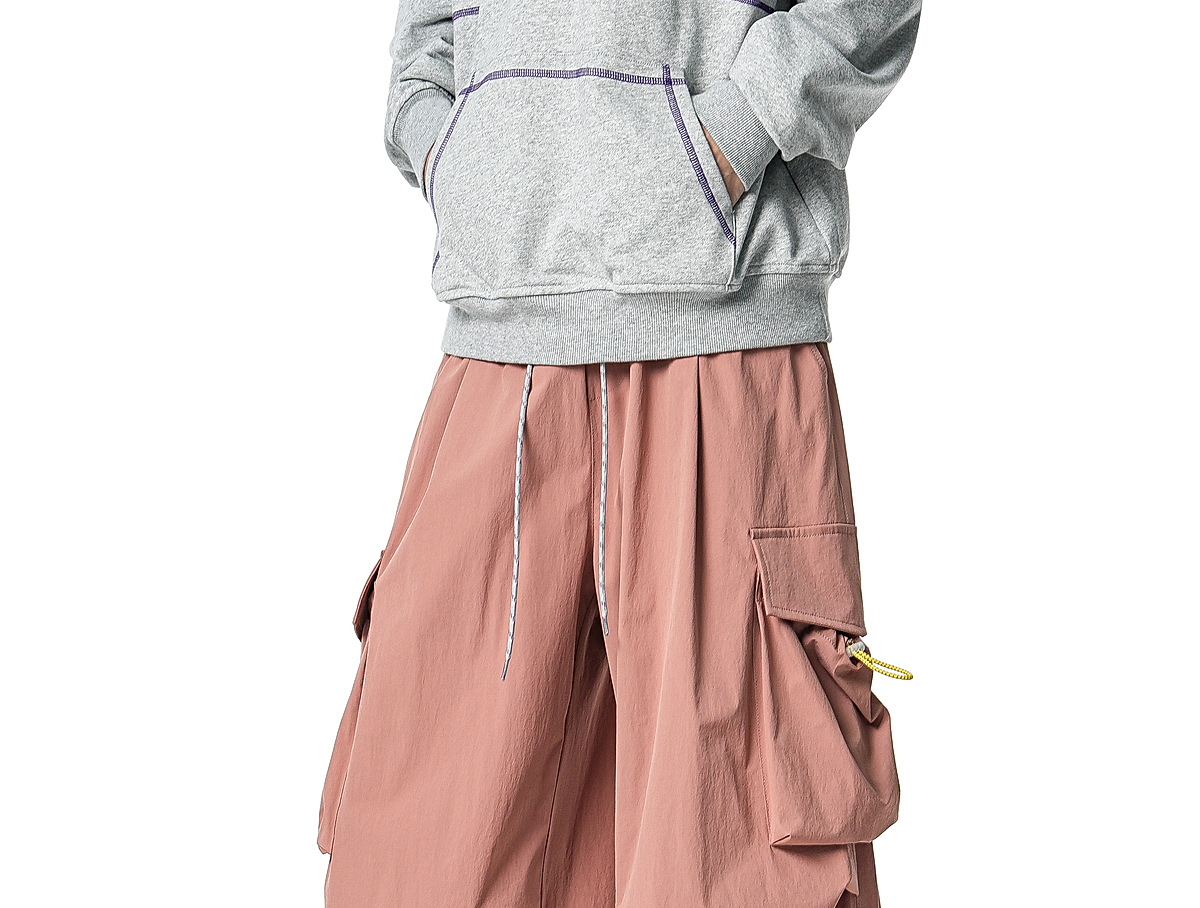 Men's Casual Drawstring Straight Leg Pants, Lightweight Summer Loose Fit Trousers