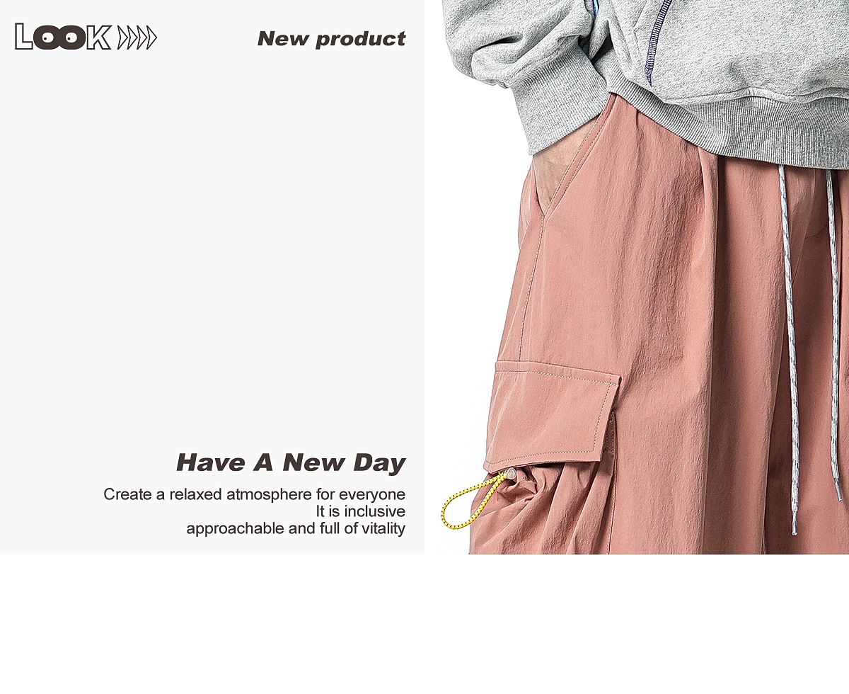Men's Casual Drawstring Straight Leg Pants, Lightweight Summer Loose Fit Trousers