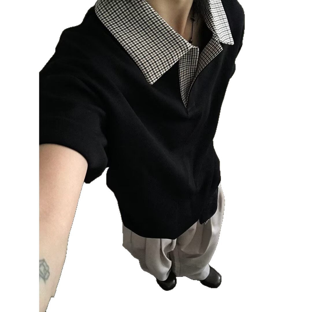 Men's Short Sleeve Polo Shirt Summer Casual Cotton Feel Knit Top