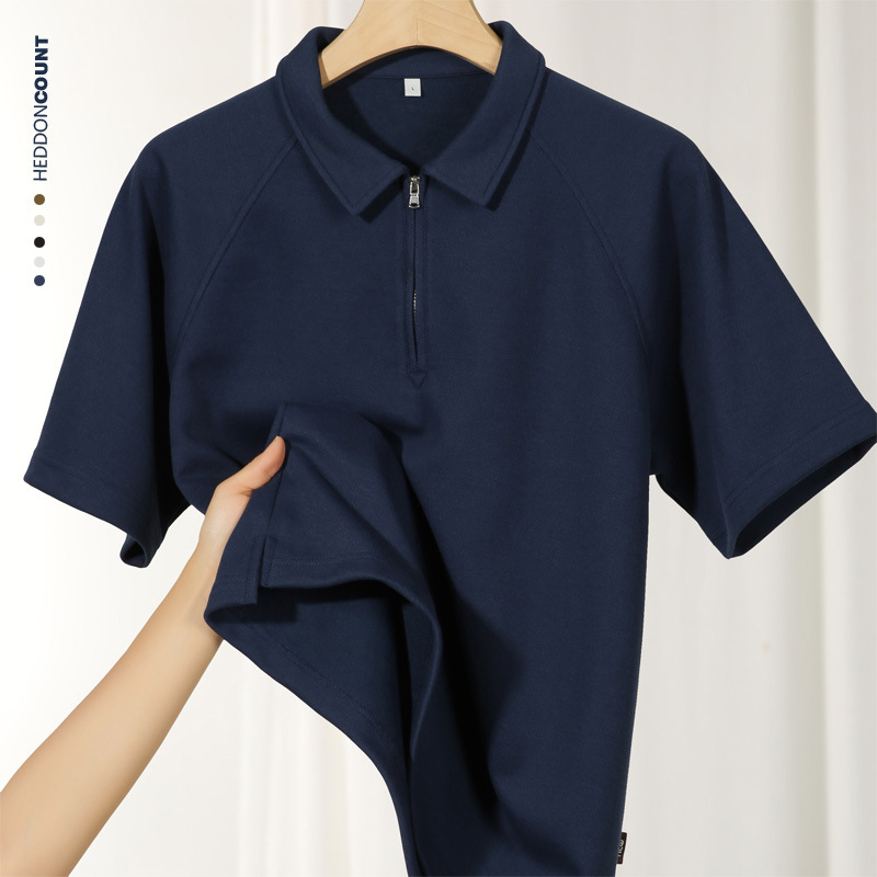 Men's Cotton Pique Polo Shirt Short Sleeve Casual American Retro Top