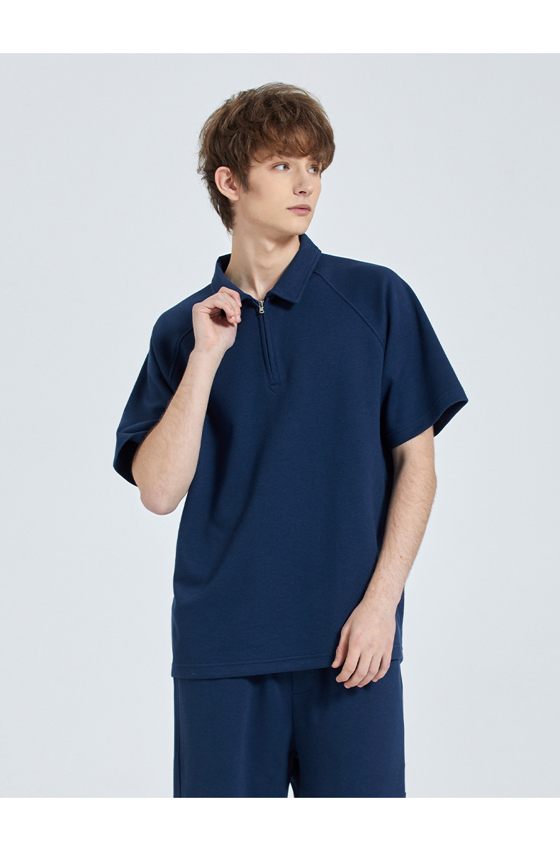 Men's Cotton Pique Polo Shirt Short Sleeve Casual American Retro Top