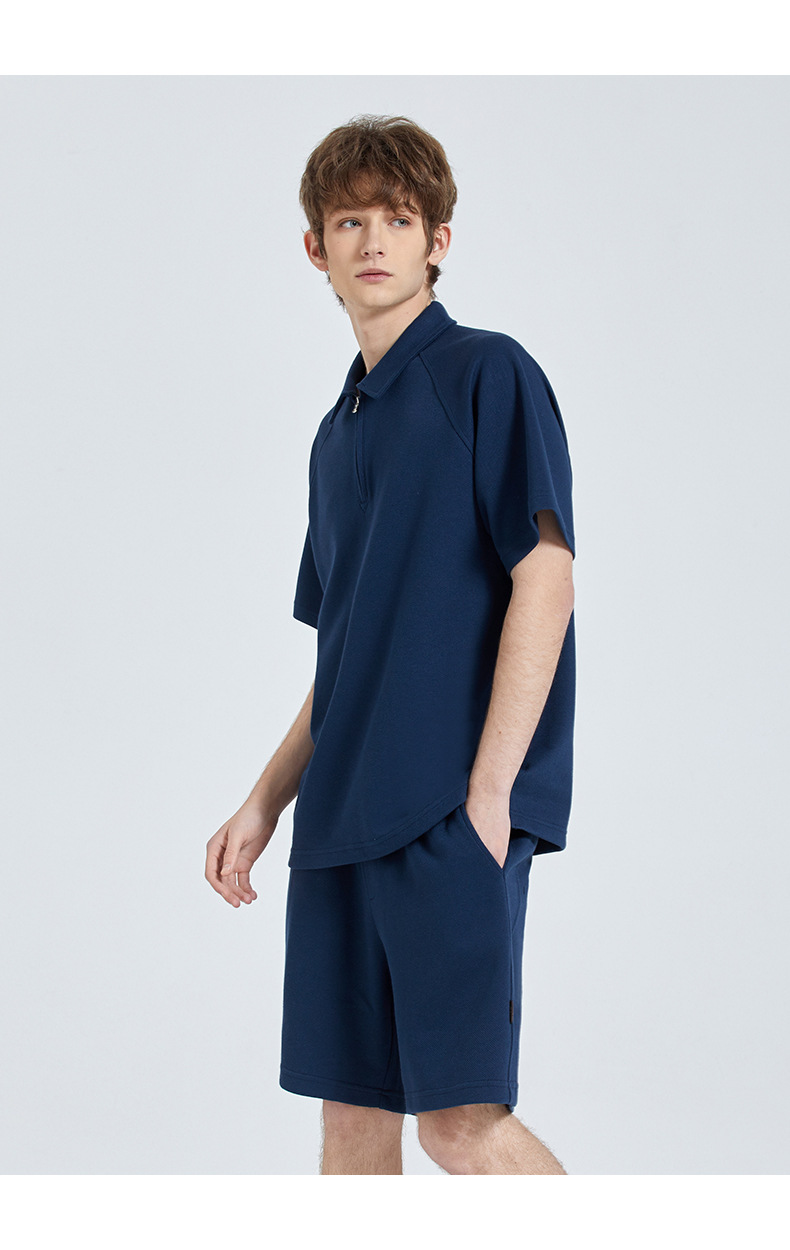 Men's Cotton Pique Polo Shirt Short Sleeve Casual American Retro Top