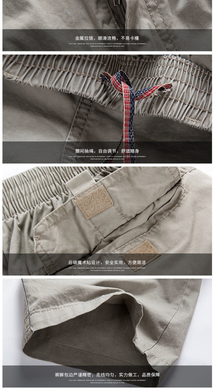Men's Cotton Casual Straight Leg Pants, Loose Fit Cargo Trousers for Summer