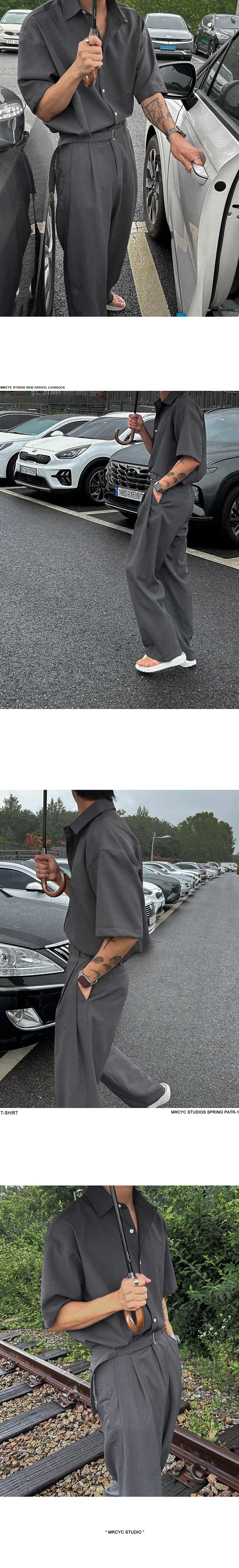 Men's Summer Casual Short Sleeve Shirt and Pants Set, Korean Style Loose Fit Suit