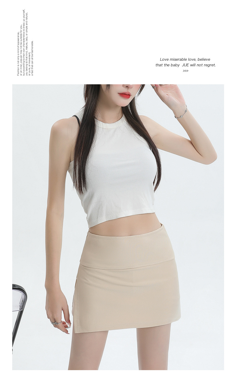 Women High Waist Bodycon Skirt Short Split Side Midi Skirt with Pockets