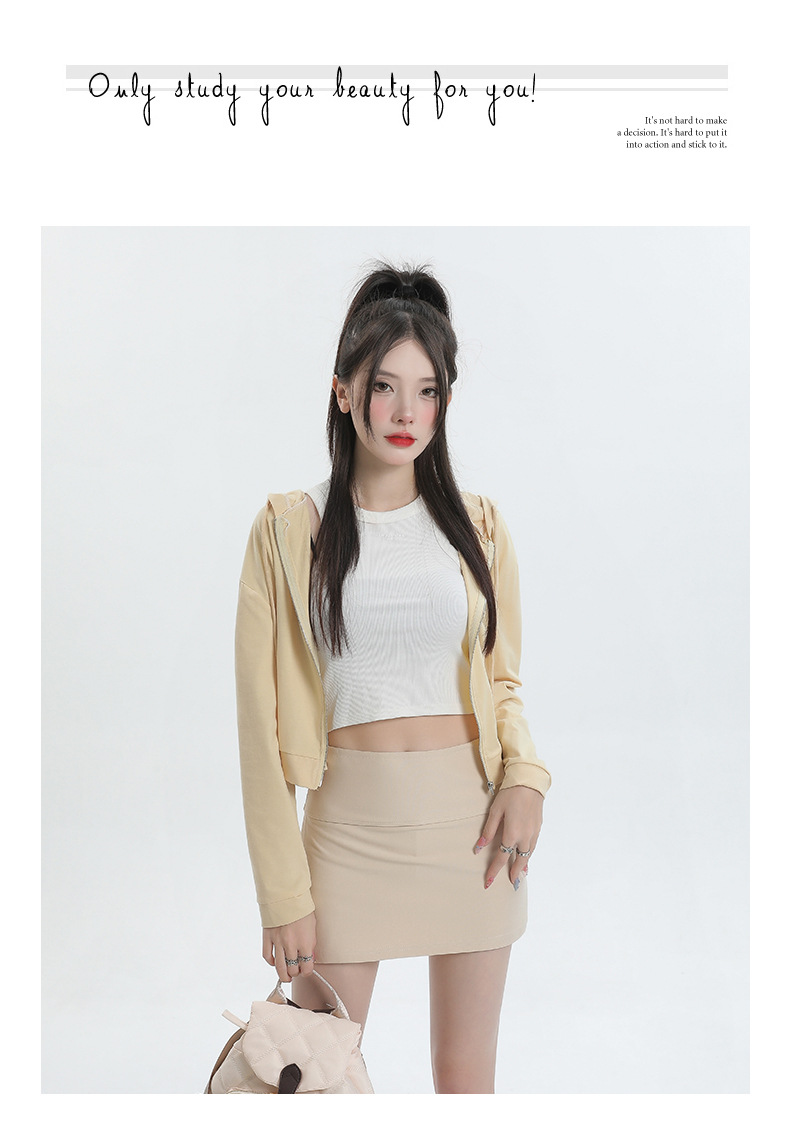 Women High Waist Bodycon Skirt Short Split Side Midi Skirt with Pockets