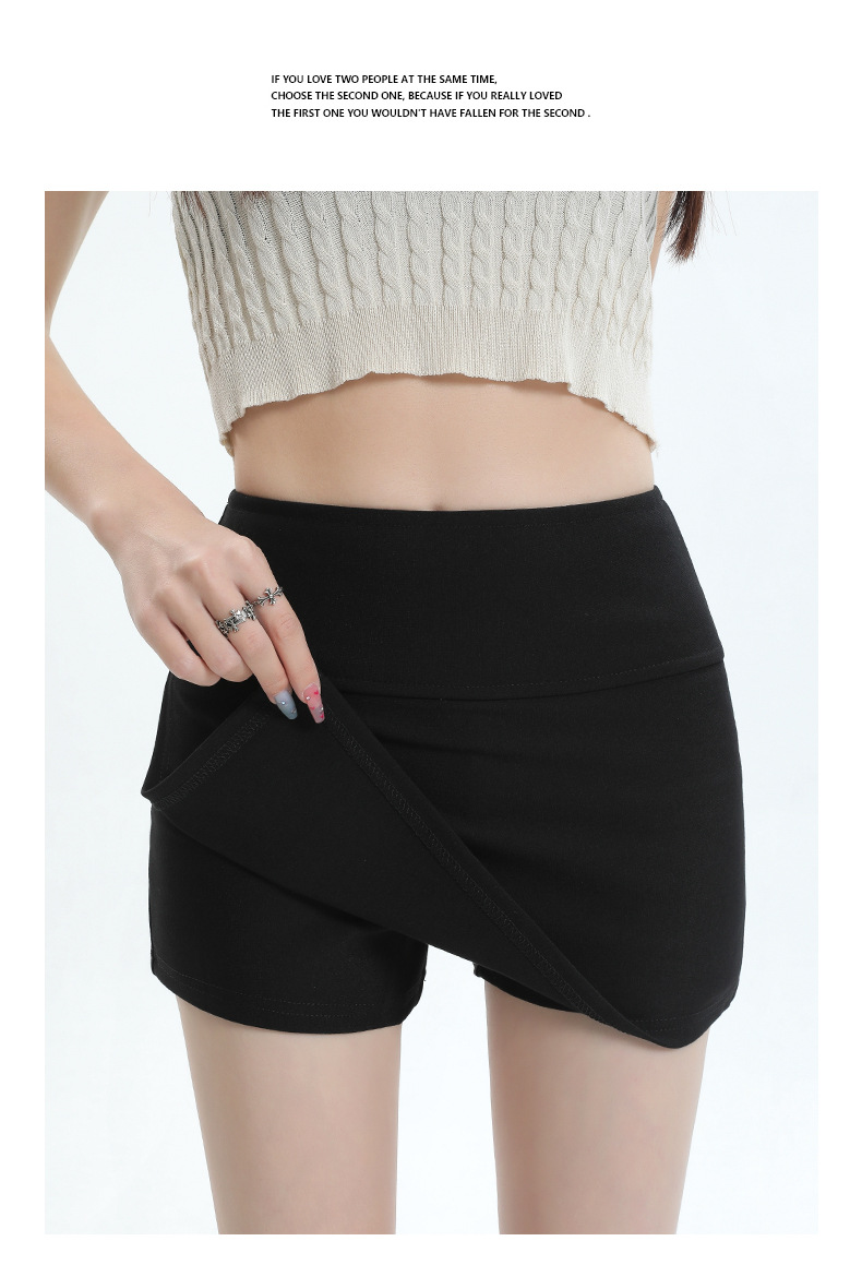 Women High Waist Bodycon Skirt Short Split Side Midi Skirt with Pockets