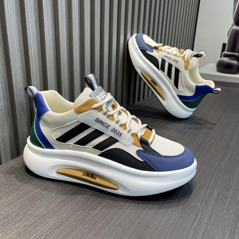 Men's Breathable Casual Sneakers, Anti-Odor Non-Slip Thick Sole Height Increasing Shoes for Summer