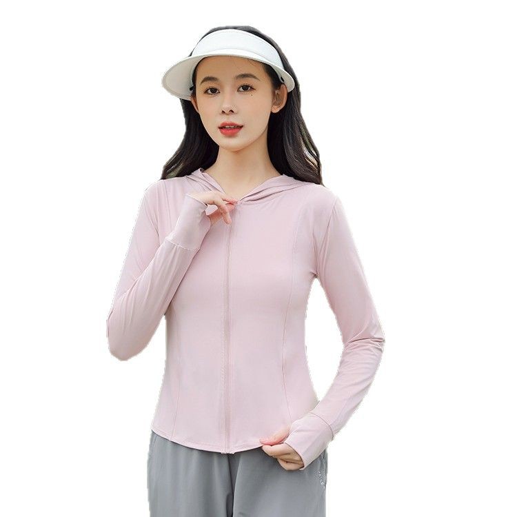 女式尼龙防紫外线连帽外套，轻便透气夏季防晒大衣