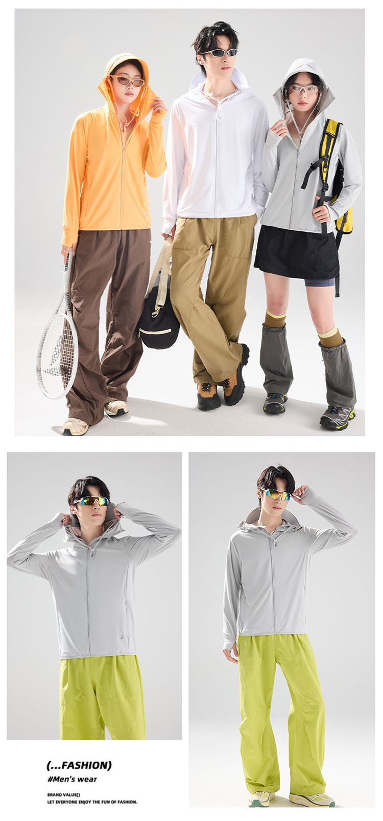Men Women UPF50+ Lightweight Sun Protection Hoodie with Detachable Brim for Outdoor Cycling Fishing