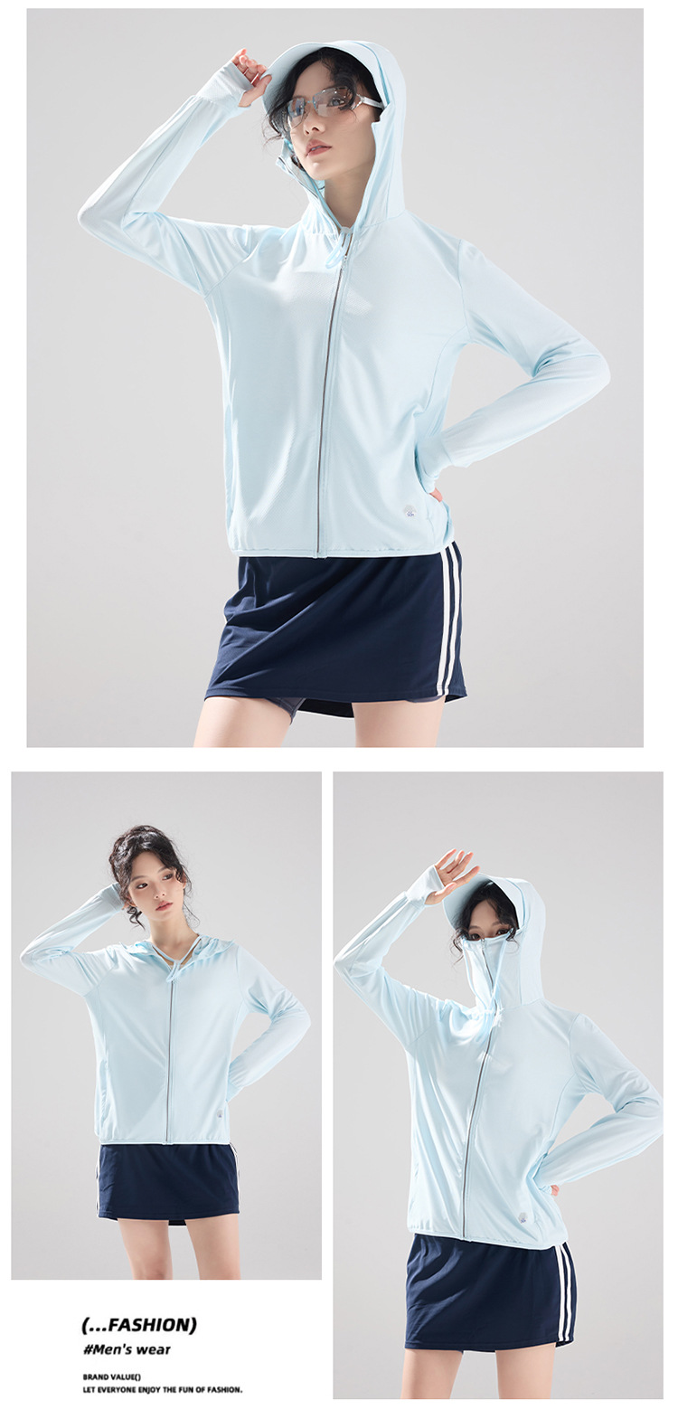 Men Women UPF50+ Lightweight Sun Protection Hoodie with Detachable Brim for Outdoor Cycling Fishing