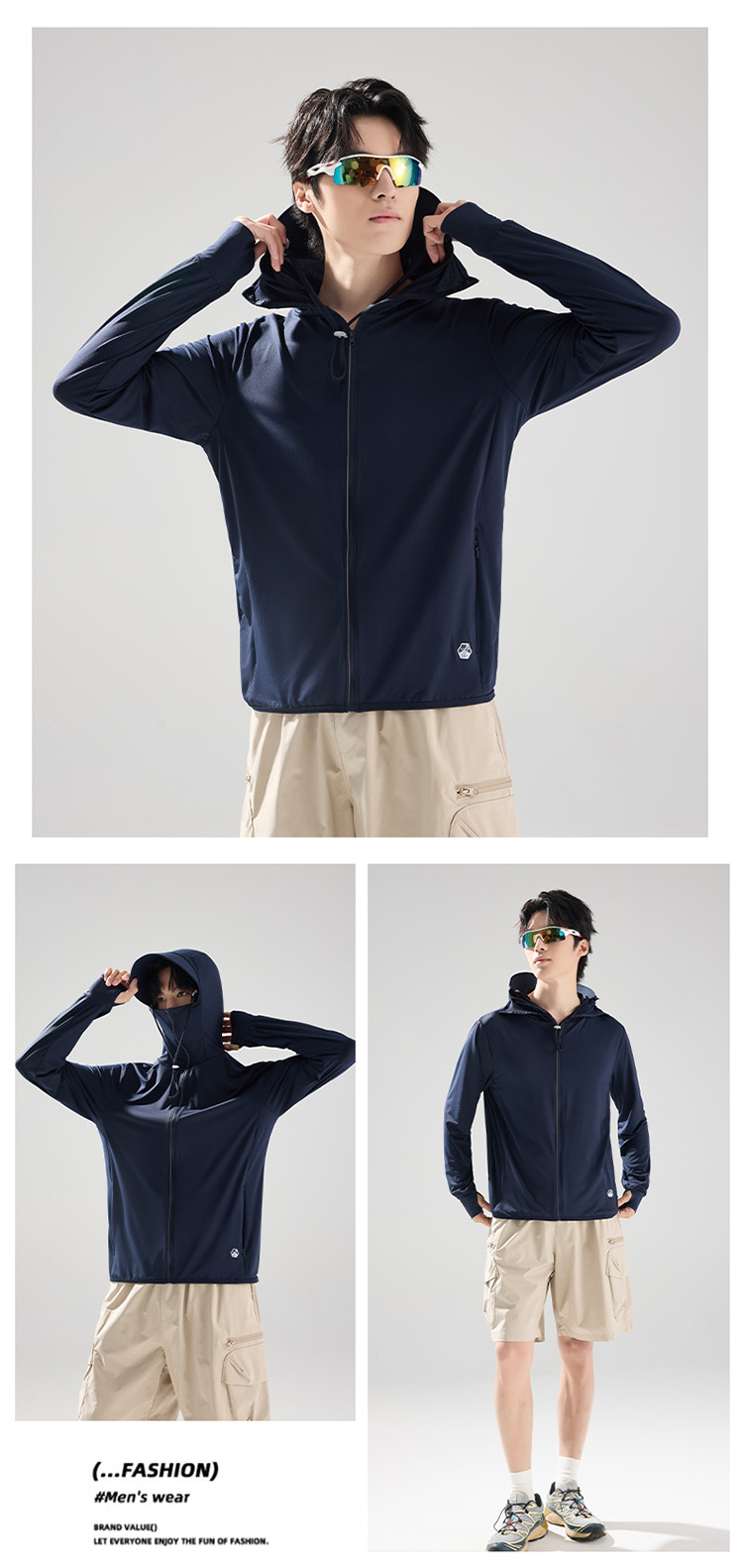 Men Women UPF50+ Lightweight Sun Protection Hoodie with Detachable Brim for Outdoor Cycling Fishing