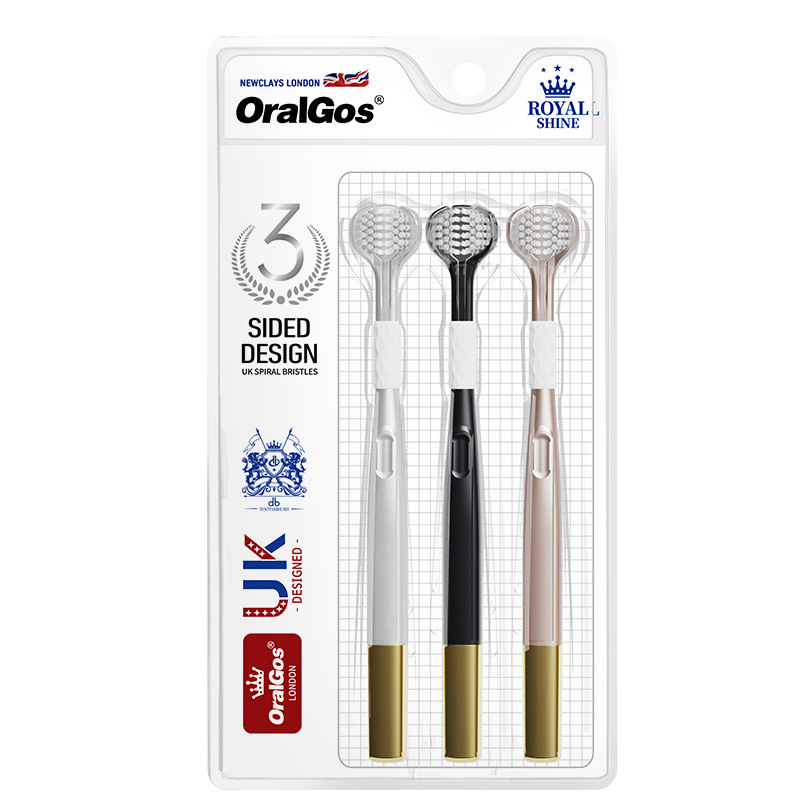 Adult Soft Bristle Toothbrush 3 Pack, Triple-Head Manual Toothbrush for Deep Cleaning