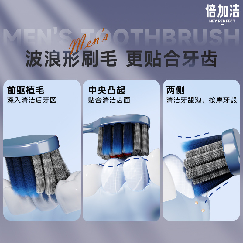 Beijiajie Adult Toothbrush Medium Hard Bristles, Deep Cleaning Gum Care, China