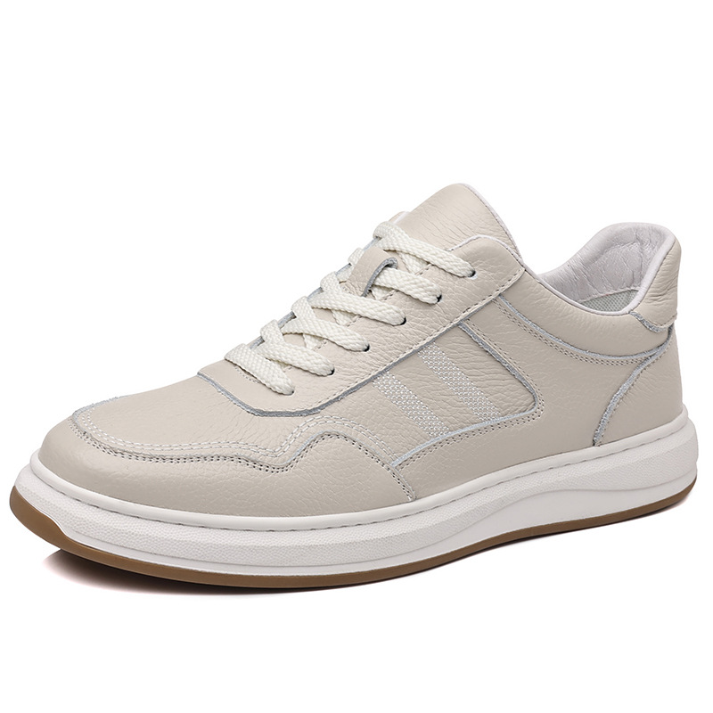 Men's Genuine Leather Casual Shoes, Breathable Low-Top Sneakers for Daily Wear