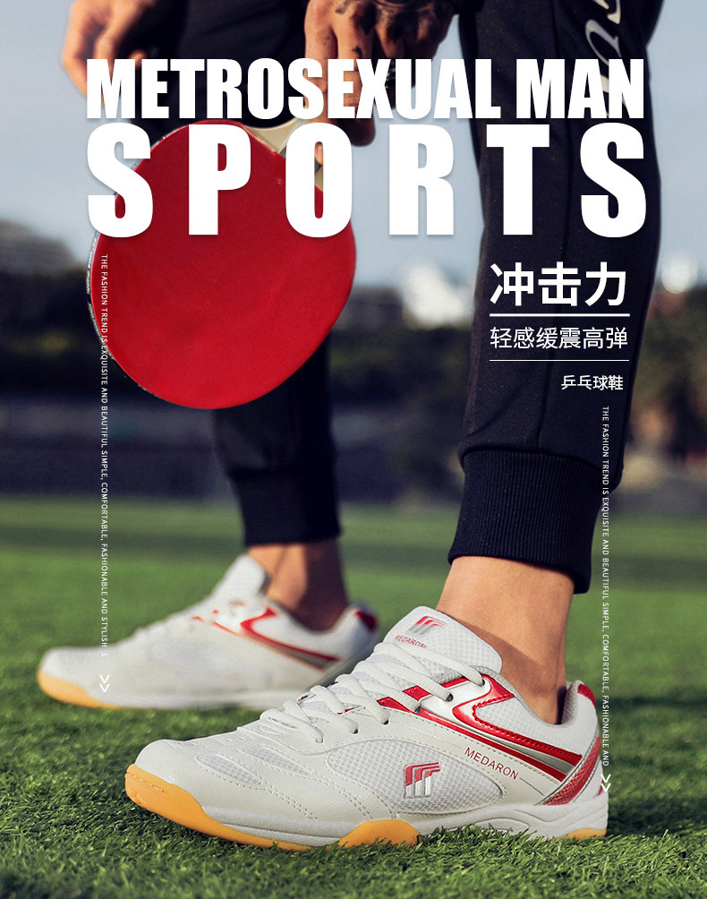 Men Women Breathable Mesh Tennis Shoes Low Top Non-slip Table Tennis Sneakers