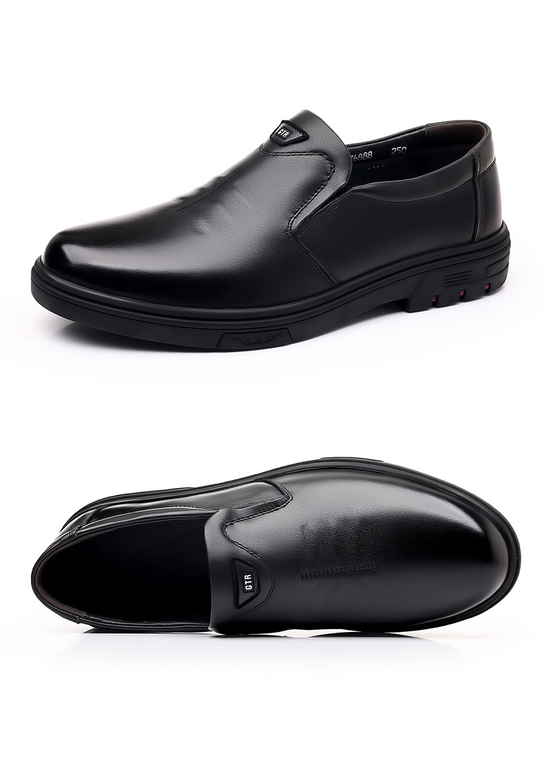 Men's Breathable Leather Slip-On Casual Shoes, Non-Slip Rubber Sole, Comfortable Walking Shoes