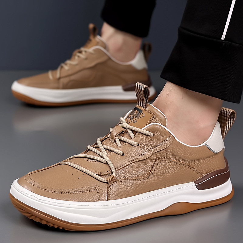 Men's Casual Leather Shoes Breathable Flat Oxfords for Summer