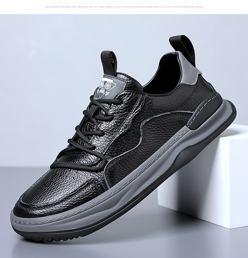 Men's Casual Leather Shoes Breathable Flat Oxfords for Summer