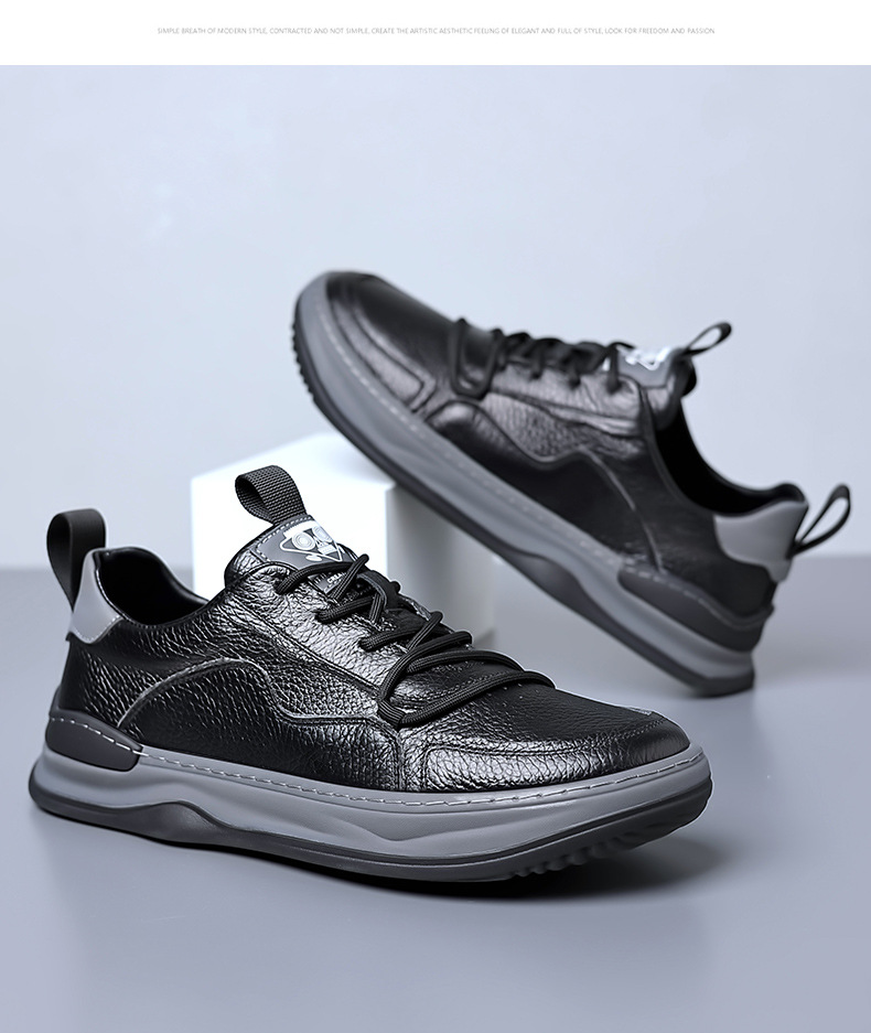 Men's Casual Leather Shoes Breathable Flat Oxfords for Summer