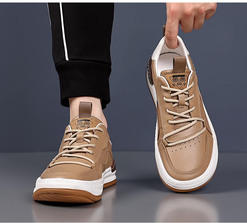 Men's Casual Leather Shoes Breathable Flat Oxfords for Summer