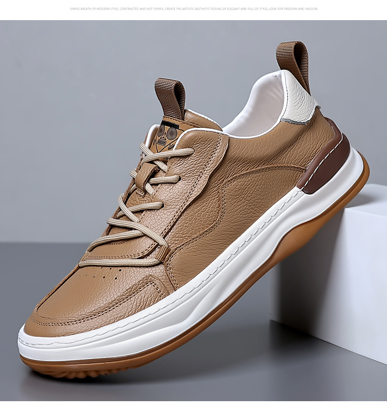Men's Casual Leather Shoes Breathable Flat Oxfords for Summer